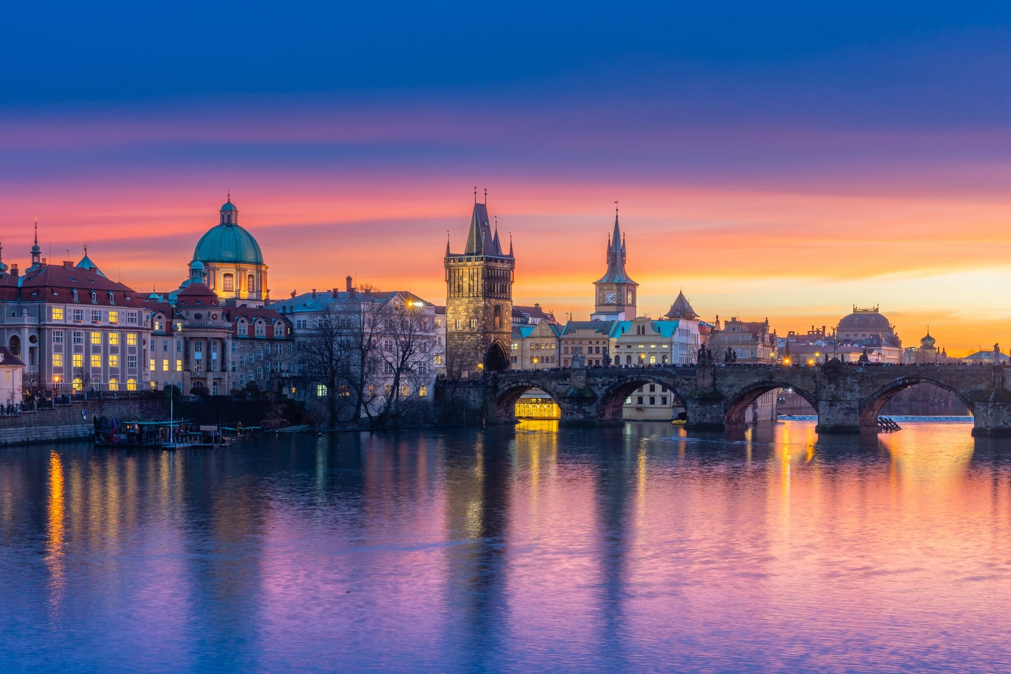 Central European landscape with historic architecture